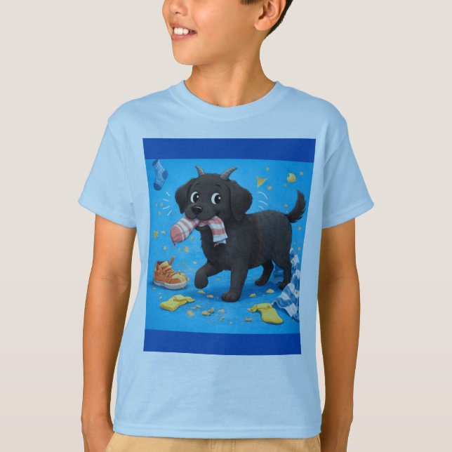 Camiseta Infantil Cabra Cachorro Come Tudo Engraça (Frente)