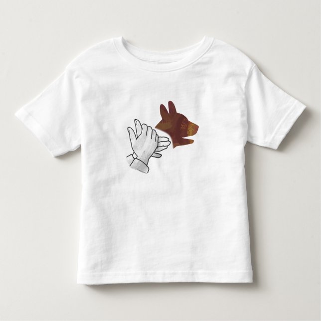 Camiseta Infantil Cachorro Silhueta Mão Castanho (Frente)