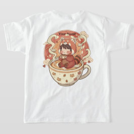 Camiseta Infantil Café Panda Vermelho Divertido