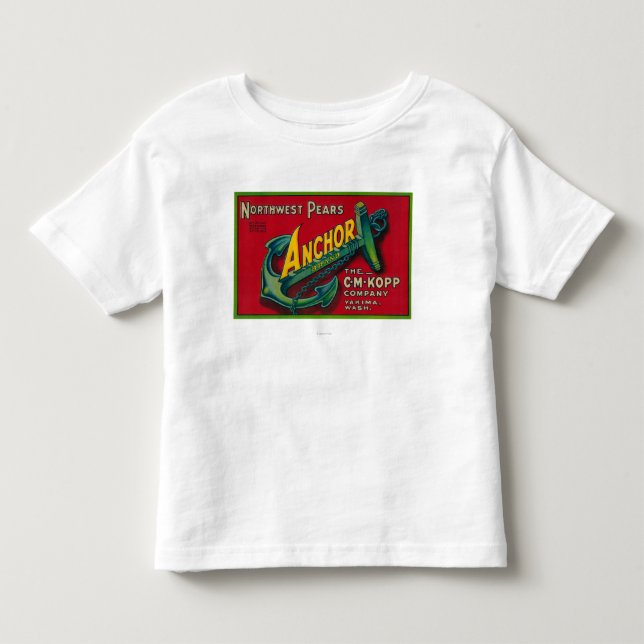 Camiseta Infantil Caixa LabelYakima da pera da âncora, WA (Frente)