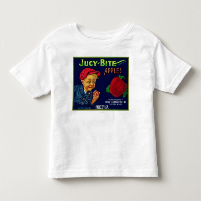 Camiseta Infantil Caixa LabelYakima de Apple da mordida de Jucy, WA (Frente)