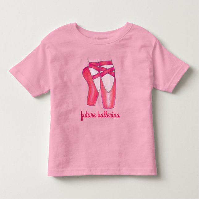 Camiseta Infantil Calçado de dança do ponteiro do Balé rosa da futur (Frente)