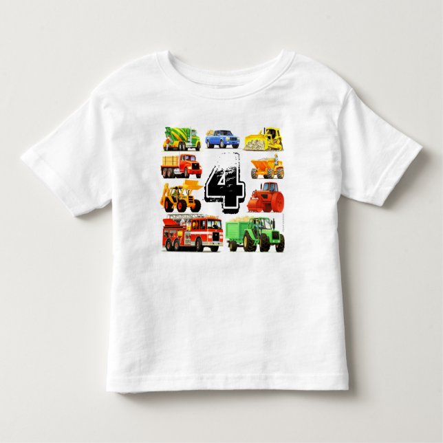 Camiseta Infantil Caminhão de Construção da Idade Personalizada do M (Frente)