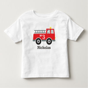 Camiseta Infantil Caminhão de Fogo de Aniversário Personalizado