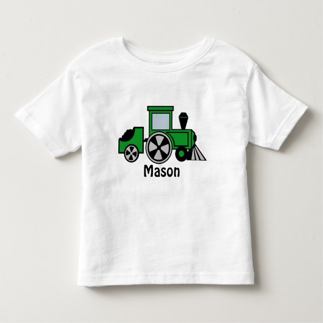 Camiseta Infantil Caminhos felizes/Motor de Comboio Verde (Frente)