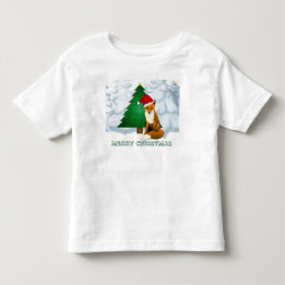 Camiseta Infantil Camisola de Fleece da Raposa de Natal Fofa