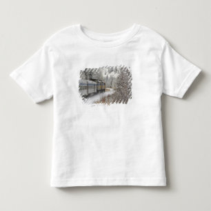 Camiseta Infantil Canadá, Alberta. Trem de neve da VIA Rail entre