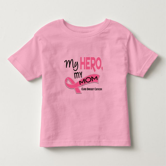 Camiseta Infantil Cancro da mama MEU HERÓI, MINHA MAMÃ 42 (Frente)