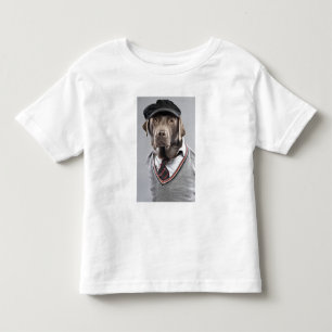 Camiseta Infantil Cão na camisola e no boné