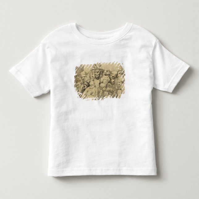 Camiseta Infantil Caráteres literários montados em torno do medalhão (Frente)