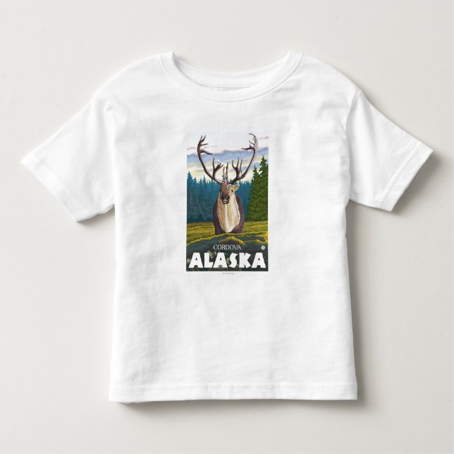 Camiseta Infantil Caribu no selvagem - Cordova, Alaska (Frente)