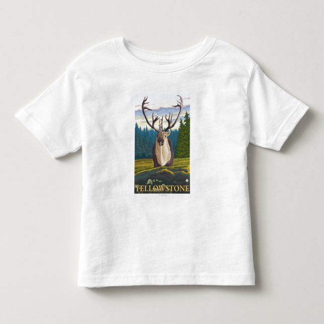 Camiseta Infantil Caribu no selvagem - nacional de Yellowstone (Frente)