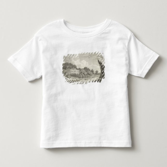 Camiseta Infantil Casa de campo com lago e barcos (Frente)