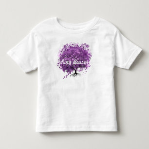 Camiseta Infantil Casamento da Árvore de Folha Coração Roxo da Flore