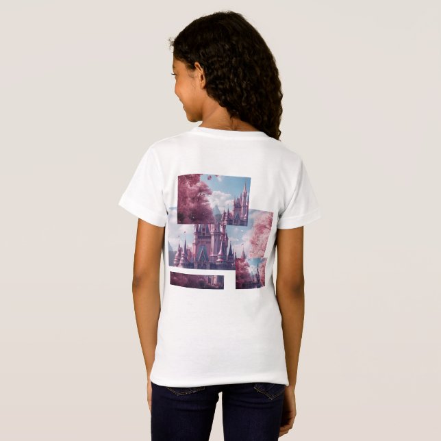 Camiseta Infantil Castelo de Contos de Fadas com F (Parte Traseira Completa)