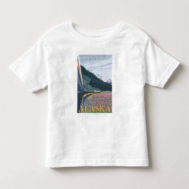Camiseta Infantil Cena da estrada de ferro de Alaska - Grandview, (Frente)