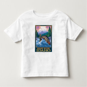 Camiseta Infantil Cena da pesca com mosca - rio Snake, Idaho