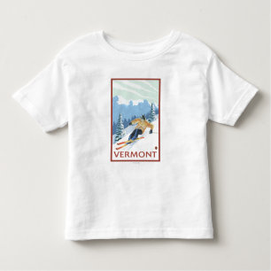 Camiseta Infantil Cena do esquiador de VermontDownhill