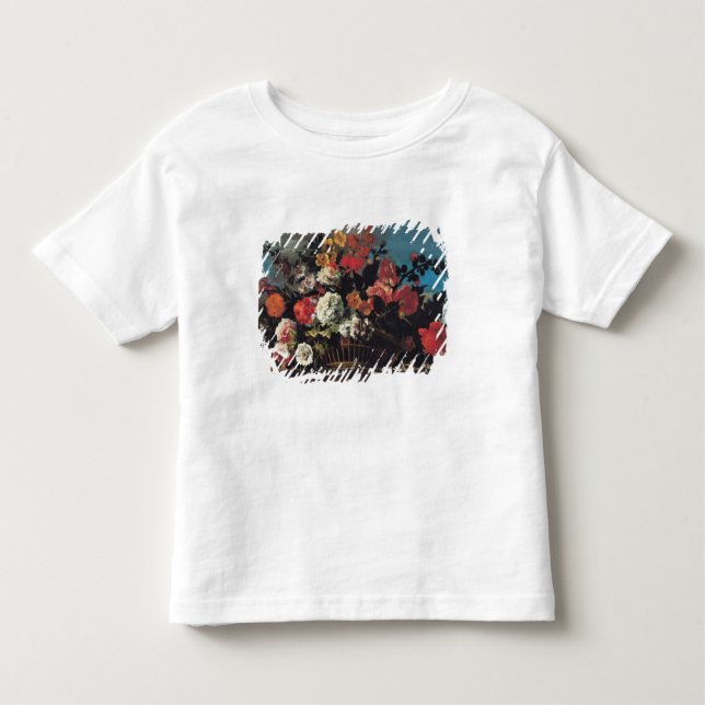 Camiseta Infantil Cesta de vime das flores (Frente)