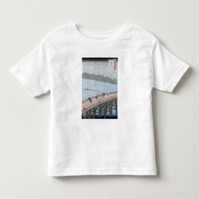 Camiseta Infantil Chá repentino sobre a ponte de Shin-Ohashi e (Frente)