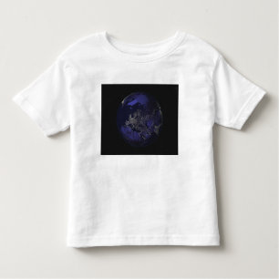Camiseta Infantil Cheio Terra à noite mostrando luzes da cidade 3