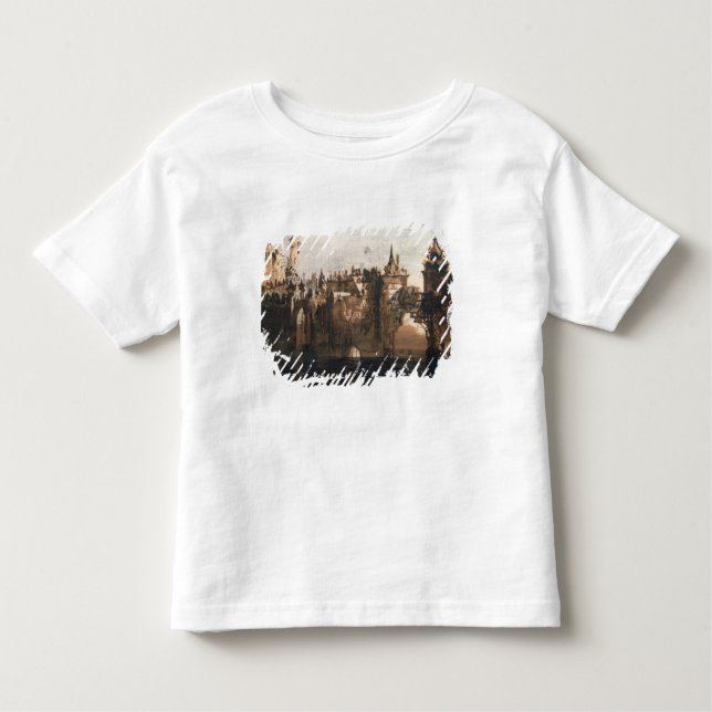 Camiseta Infantil Cidade com uma ponte quebrada (Frente)