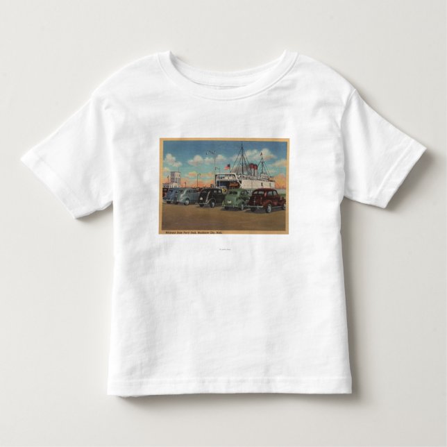 Camiseta Infantil Cidade de Mackinaw, MI - vista da doca de balsa do (Frente)