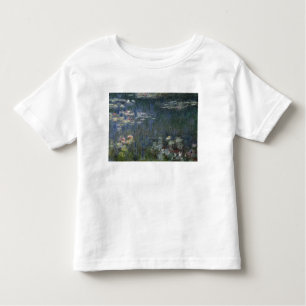 Camiseta Infantil Claude Monet Waterlilies: Reflexões verdes