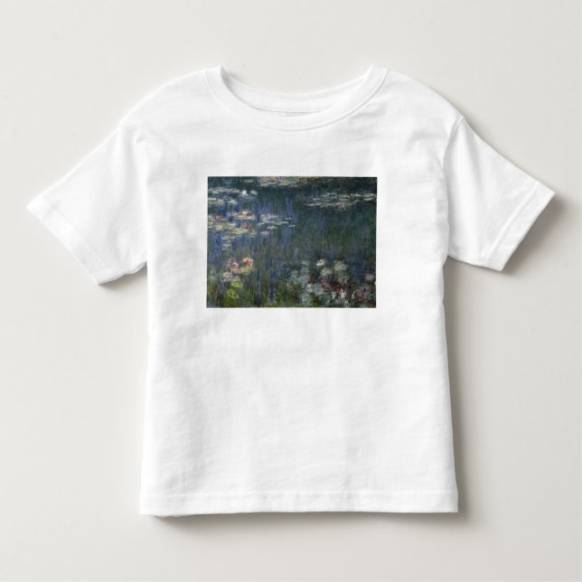 Camiseta Infantil Claude Monet | Waterlilies: Reflexões verdes (Frente)