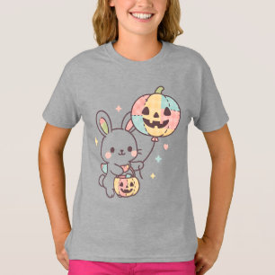 Camiseta Infantil Coelho Abóbora Pastel Fofa Kaw