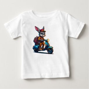 Camiseta Infantil Coelho de Patinete Vintage