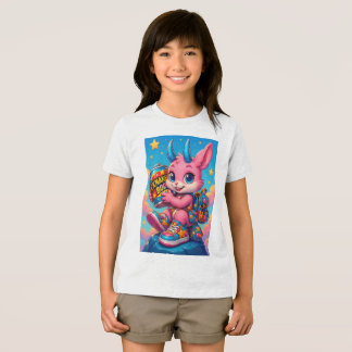 Camiseta Infantil Colorida do Coelho Poderoso