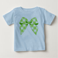 Camiseta Infantil com Babado e Laço Xadrez Verde L