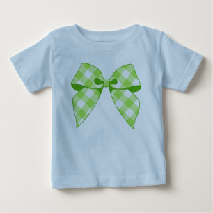 Camiseta Infantil com Babado e Laço Xadrez Verde L