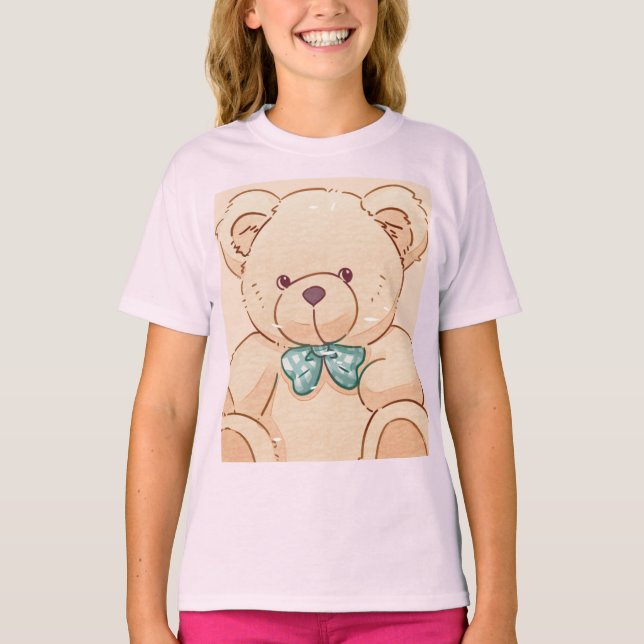 camiseta infantil com desenho de ursinho (Frente)