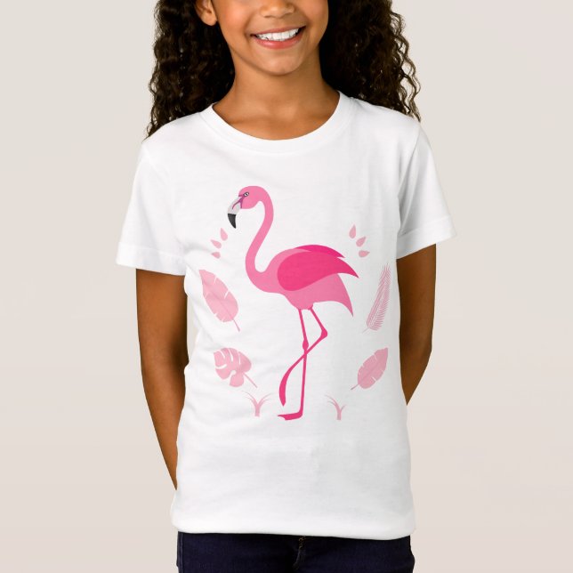 Camiseta infantil com flamingo rosa (Frente)