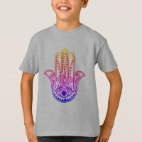 Camiseta infantil com neon Hamsa Mão com mau
