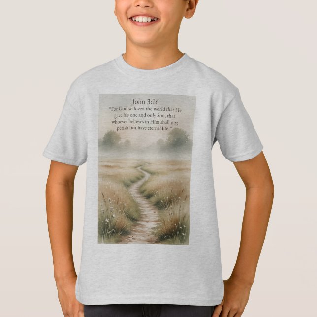 Camiseta infantil com versículo da Bíblia João 3:1 (Frente)