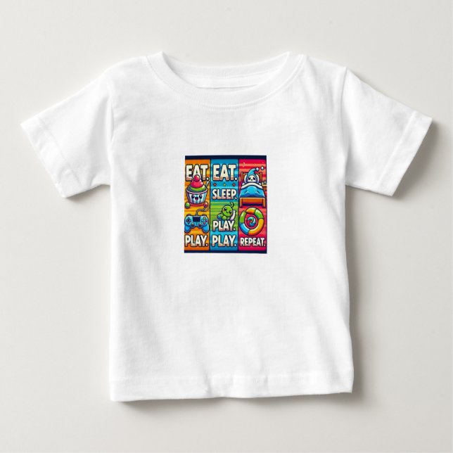 Camiseta infantil "Comer. Brincar. Dormir. Repetir (Frente)