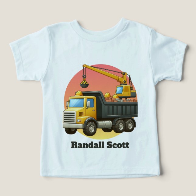 Camiseta infantil Cool Boys construção personalizá (Design frontal)