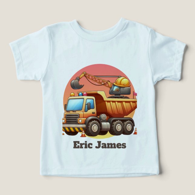 Camiseta infantil Cool Boys construção personalizá (Design frontal)