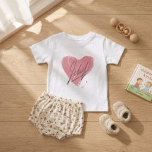 Camiseta Infantil Coração Rosa