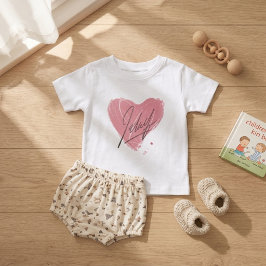 Camiseta Infantil Coração Rosa