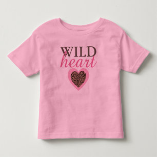 Camiseta Infantil Coração Selvagem Leopardo e Rosa