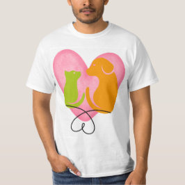 Camiseta Infantil Coração Silhueta de Cachorro e G