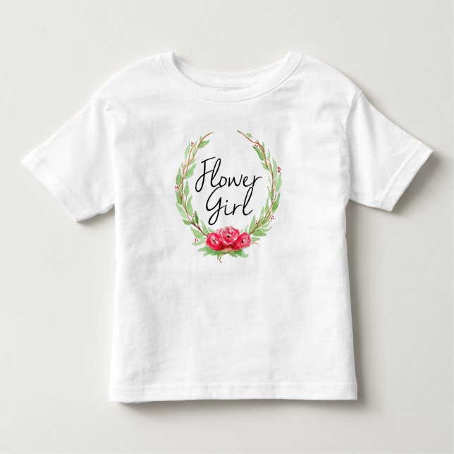 Camiseta Infantil Coroa de Aquarela Romântica de Rosa | Menina de Fl (Frente)