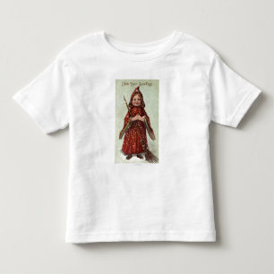 Camiseta Infantil Criança vestida no casaco vermelho