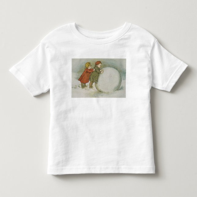 Camiseta Infantil Crianças Rolando bolas de neve (Frente)