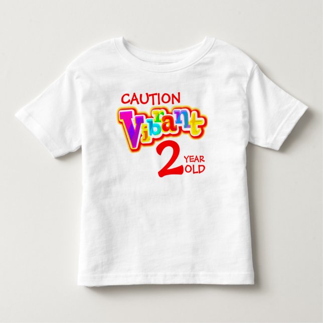Camiseta Infantil Cuidado com manga vibrante de 2 anos (Frente)