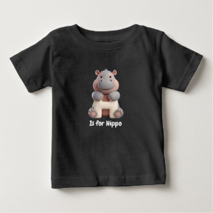 Camiseta Infantil Cute Hippo Letter H Alfabeto A